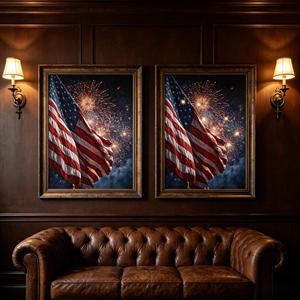 LED Light up American Flag Canvas <strong>Wall</strong> Art Patriotic USA Flag with Fireworks Print Framed LED <strong>Wall</strong> Decor for 4th of July - Product Image 5