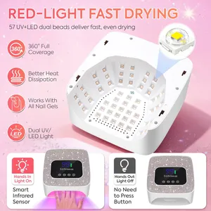 Sparkling Diamond LED Nail <b>Lamp</b>: Cordless Rechargeable 57-Bead UV/LED Dryer <b>with</b> Smart Sensor & 3-<b>Timer</b> Settings - Product Image 3