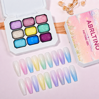 Palet Gel Lukis Padat 9 Warna Tanpa Lap Pigment Gel Blush Ombre Nail Art Seri 4 Warna OEM