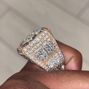 Two Tone Iced Out Moissanite Diamond <strong>Ring</strong> Hip Hop Fine Jewelry <strong>Ring</strong> for <strong>Men</strong> Custom 925 Silver Championship Letter Hand <strong>Ring</strong> <strong>Set</strong> - Product Image 3