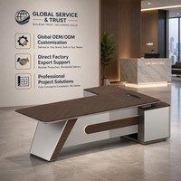 Bureau de direction intelligent de luxe avec charge sans fil, texture 3D, table de bureau Taiho Paint E1 Grade, mobilier de direction