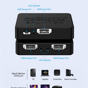Répartiteur vidéo 4K 1 entrée 2 sorties Ultra HD 1x2 ports, boîtier plastique, compatible HDCP 1.4 pour PS5, Xbox, PC, ordinateur portable, écran - Product Image 6
