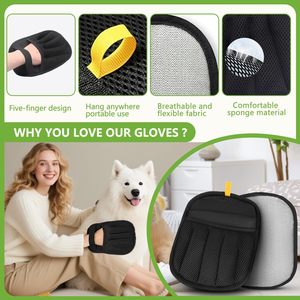Gant anti-poils pour animaux de compagnie OEM noir 16,5x23cm, dépoussiéreur électrostatique pour chiens et chats, outil d'élimination des poils longs - Product Image 2