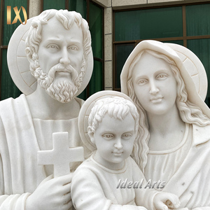 Statue de la Sainte Famille en marbre blanc naturel sculptée à la main grandeur nature pour la décoration de l'église et du <span class=keywords><strong>jardin</strong></span> - Product Image 2
