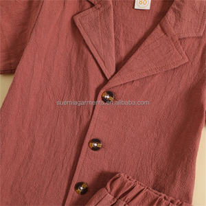 Marque privée Vêtements d'été pour bébés et tout-petits <span class=keywords><strong>en</strong></span> <span class=keywords><strong>lin</strong></span> et coton, ensemble de chemise et <span class=keywords><strong>short</strong></span> pour enfants, filles et garçons, 1 pièce - Product Image 4