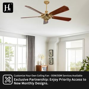 Ventilador de techo LED de 5 aspas de madera maciza, motor de CC con control remoto, aire OEM de alta calidad, 52 pulgadas - Product Image 5