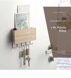 <span class=keywords><strong>Porte</strong></span>-clés <span class=keywords><strong>mural</strong></span> moderne en bois sans perçage, étagère de rangement polyvalente pour <span class=keywords><strong>courrier</strong></span>, organisateur domestique pour entrée - Product Image 5