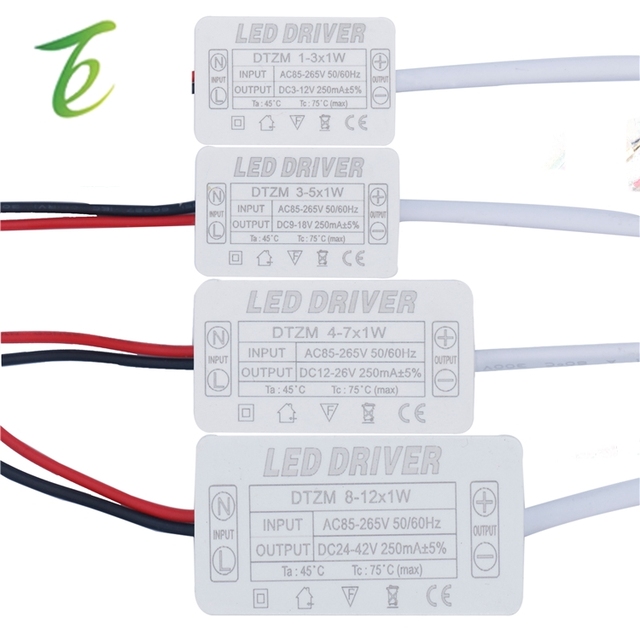 LED Driver 250mA 4W 7W 10W 12W 15W 17W 24W 28W 35W LED Power Supply Unit AC85-265V Lighting Transformers for LED Lights