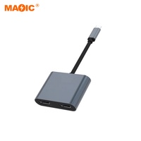 Station d'accueil 4K 30Hz 2 ports multi-écrans Type C Hub adaptateur USB C vers double HDMI