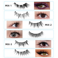 Faux cils magnétiques transfrontaliers sans colle, épais 0,03 mm, monobloc, semi-faits à la main, réutilisables, avec tiges en fil de coton, lot de deux