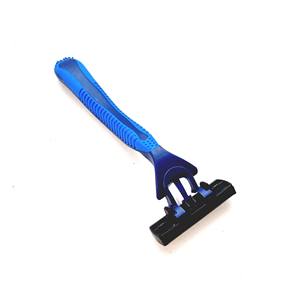 Mango de goma de afeitar con logotipo personalizado, maquinillas de afeitar de preparación de doble cara para hombre de plástico de viaje impermeables - Product Image 1