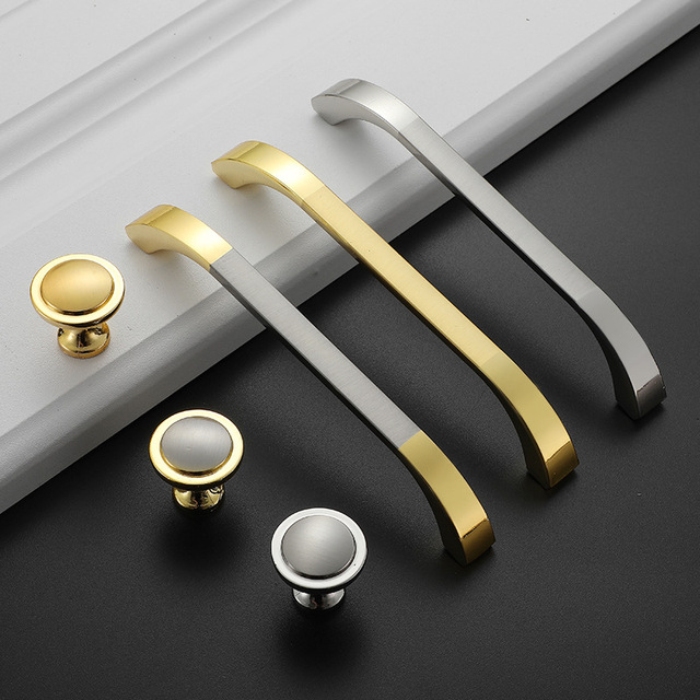 Modern Simple European Style Zinc Brushed Door Handle for Cabinets Drawers Wardrobes Dressers Bedroom School Cabinet Handle