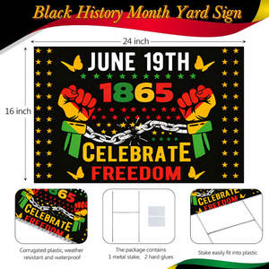 6月19日の装飾用ヤードサイン、H型杭付き、アフリカ系アメリカ人、黒人歴史月間、自由の日、屋外用ギフト - Product Image 2