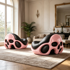 <span class=keywords><strong>Fauteuil</strong></span> de salon en fibre de verre <span class=keywords><strong>rose</strong></span> gothique avec coussin en cuir, <span class=keywords><strong>fauteuil</strong></span> sculptural design pour salon, hôtel, club, galerie d'art - Product Image 3