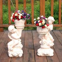 Pot Bunga Magnesium Oksida Gaya Eropa Vintage Motif Gadis Kreatif Vas Besar Dekorasi Pernikahan Air Mancur
