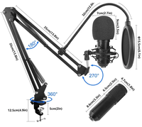 Microphone à condensateur professionnel BM800 avec carte son V8X, bras articulé antichoc et filtre anti-pop pour studio, streaming et karaoké