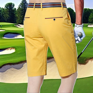 Shorts de golf décontractés pour hommes en polyester léger, séchage rapide, respirants, avec poches, taille élastique, logo personnalisé, à enfiler, couleur unie - Product Image 2