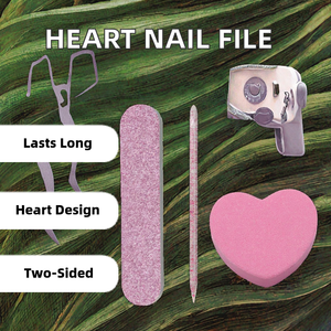 Lime à ongles professionnelle miniature en forme de cœur double face avec logo personnalisé, fournitures pour les ongles avec bloc de curd en éponge pour le soin des ongles - Product Image 3