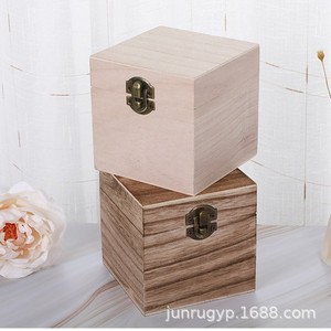 Wooden <b>Storage</b> <b>Box</b> Square Solid Wood Flip Top Office Organizer Desktop <b>Drawer</b> Organizer With Metal Clasp For General Packaging - Product Image 1