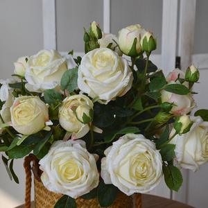 WFR262 5 têtes, bon <span class=keywords><strong>prix</strong></span>, fleur artificielle de rose à bord brûlé, rose vintage sèche, roses séchées et brûlées - Product Image 3