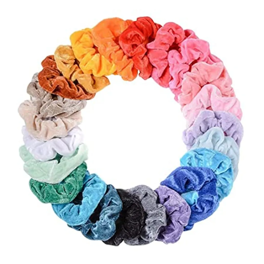 Hot Selling Velvet Scrunchies Colourful Hair Accessories Fashionable Hair Bobbles for Girls Hair Elastic Bands