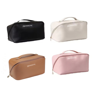 Custom Logo <b>Large</b> PU Waterproof Portable Travel Cosmetic <b>Bag</b> With Handle Makeup Organizer Toiletry Storage <b>Wash</b> <b>Bag</b> For Women - Product Image 2