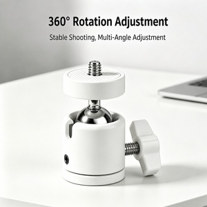 Mini <span class=keywords><strong>rotule</strong></span> en métal blanc avec vis 1/4 pouce, adaptateur de fixation pour trépied de caméra, <span class=keywords><strong>rotule</strong></span> pivotante pour éclairage vidéo LED et diffusion en direct - Product Image 3