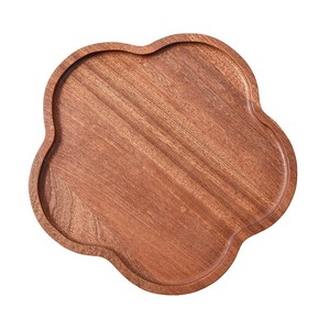 Petal Shaped Wooden <b>Tray</b> Solid Color For Fruit Dessert Serving Household Use - Product Image 2