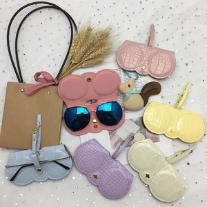 PU da Pouch du lịch xách tay dễ thương Túi xách Charm trang trí da kính Clip chủ vành đai khóa hộp Túi Kính mát trường hợp - Product Image 3