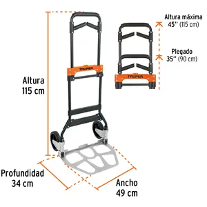 Carretilla de Mano Plegable de Aluminio, 170 kg, Marca TRUPER, Modelo BOX 1 - Product Image 2
