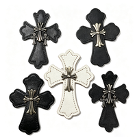 Accessoires décoratifs tendance en cuir PU et alliage, patchs PVC style croix à coudre pour vêtements, chaussures, chapeaux et sacs
