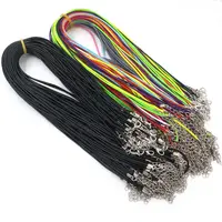 20 teile/los echte hand gefertigte Leder verstellbare geflochtene Seil Halsketten & Anhänger Charms Findings Hummer verschluss Schnur Schnur 2 mm
