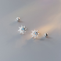 LT-335 à la mode forêt INS bleu soleil boucles d'oreilles femmes 925 argent Sterling fileté bouchons d'oreille vis lumière Niche anniversaire