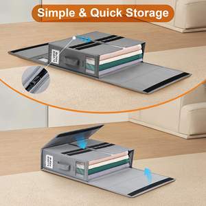 Foldable Bed <b>Sheet</b> Set Organizers and Storage Large Size Linen Fabric with Window and Label Under Bed Storage Box for Bedsheets - Product Image 4