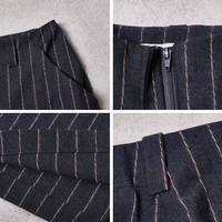 Pantalon Palazzo Femme Taille Haute à Rayures Fines Foncées Personnalisées, Coupe Large, Idéal pour Tenues Professionnelles et de Bureau, Fabrication OEM