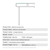 Barre d'appui en TPE en forme de U ZSCare avec pied de support / Barre d'appui antidérapante pour salle de bain avec tube intérieur en aluminium épaissi