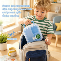 Lonchera Bento Portátil Personalizada de 1250ml/1650ml, de PP, con 5 Compartimentos y Recipiente para Alimentos con Asa, para Niños y Escuela