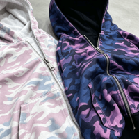 Ouna Clothing Manufacturer - Sweat à capuche camouflage personnalisé imprimé sur toute la surface, en molleton 100% coton, réversible avec fermeture éclair, pour homme
