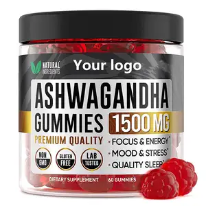 Suplemen Label pribadi rasa beruang vitamin antioksidan Ashwagandha Gummies dengan akar Maca