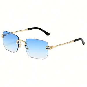 Lunettes de soleil vintage 2025 personnalisées avec logo, monture métallique fine pour hommes et femmes, verres dégradés UV400, sans monture, carrées - Product Image 5