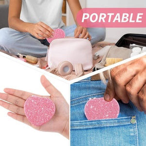 Espejo de Maquillaje Portátil de Mano, Mini Espejo de Bolsillo Plegable de Doble Cara con Forma de Corazón Plateado - Product Image 4