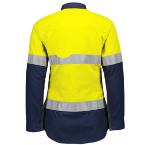 비스코스 FR 메타 아라미드 폴리아미드, 파라아라미드, 정전기 방지 립스톱 여성 오렌지 화염 방지 경량 테프 셔츠 - Product Image 4