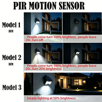 Lampu Dinding Tenaga Surya Lipat Dapat Diisi Ulang Sensor Gerak PIR 3 Mode IP65 Tahan Air Lampu Keamanan LED Luar Ruangan Teras Taman