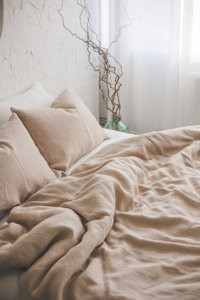 Ensemble de housse de couette en lin beige <span class=keywords><strong>latte</strong></span> personnalisé en gros | 100% lin français | Hôtel et usage domestique | OEM/ODM disponible - Product Image 5