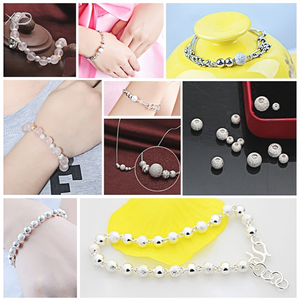 XD P007 925 grânulos de prata esterlina 925 contas redondas de prata fosco 925 prata <span class=keywords><strong>beads</strong></span> jewelry making supplies - Product Image 6