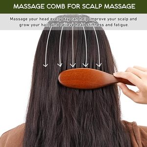 Peine Masajeador de Cuero Cabelludo de Sándalo Natural, Herramienta Gua Sha de Madera para Masaje de Cabeza, para el Crecimiento del Cabello y Alivio del Estrés - Product Image 4