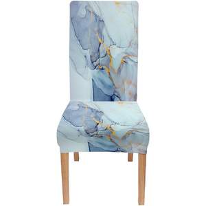 Modern Marble Blue Abstract Pattern <b>Dining</b> <b>Chair</b> <b>Slipcovers</b> Set of 4 Stretch Fit Universal Removable Washable Protectors Stock - Product Image 2