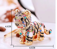 Porte-clés Tigre Doré 3D Scintillant avec Strass, Petit Porte-clés Tigre pour Hommes, Femmes, Clés de Voiture, Sac