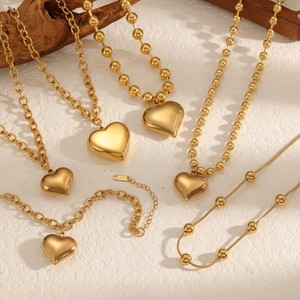 Heart Shape Stainless Steel Necklace And <b>Bracelet</b> <b>Set</b> For Women Gift Jewelry Clavicle Chain Fashion Jewelry <b>Set</b> - Product Image 1