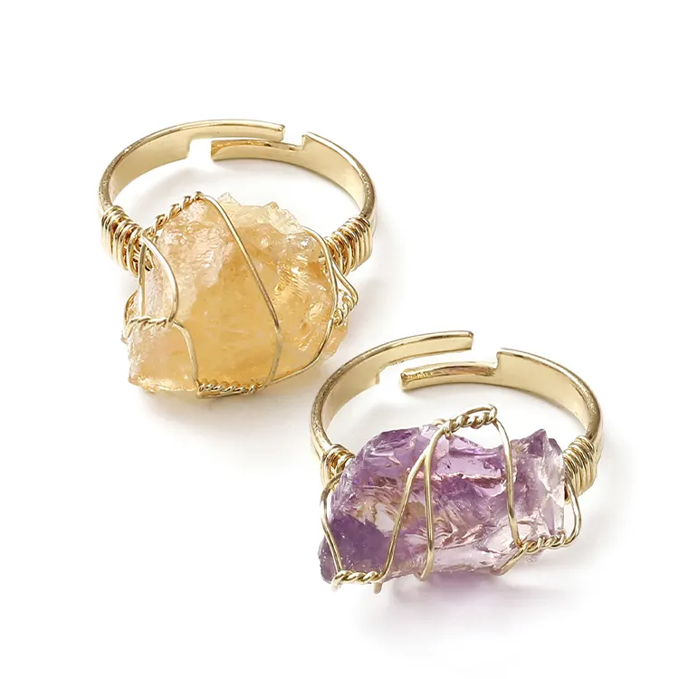 แหวนควอทซ์สำหรับผู้หญิง,แหวนหินคริสตัลอัญมณีธรรมชาติคดเคี้ยวสายไม่เท่ากันสามารถปรับแต่งได้